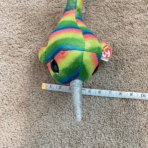 3/$15 🛍️ Ty Beanie Boos Nori the Narwhal rainbow sparkle girls boys stuffed toy - Picture 8 of 8